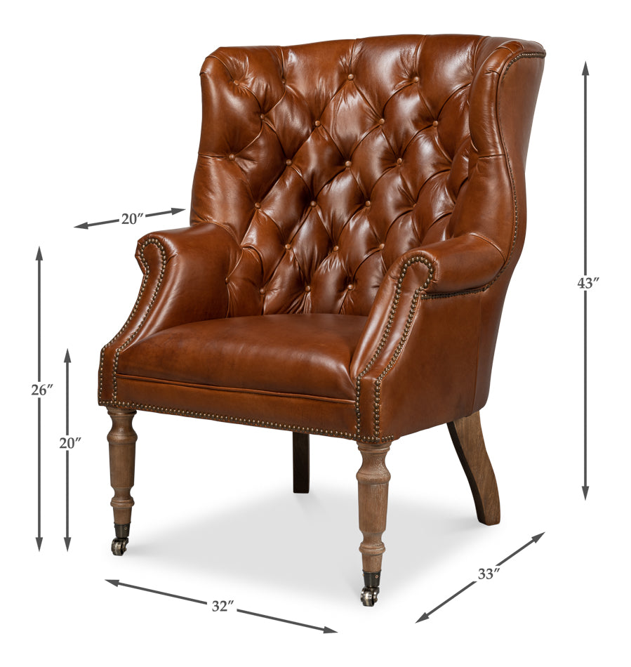 American Home Furniture | Sarreid - Welsh Leather Chair - Vintage Havana