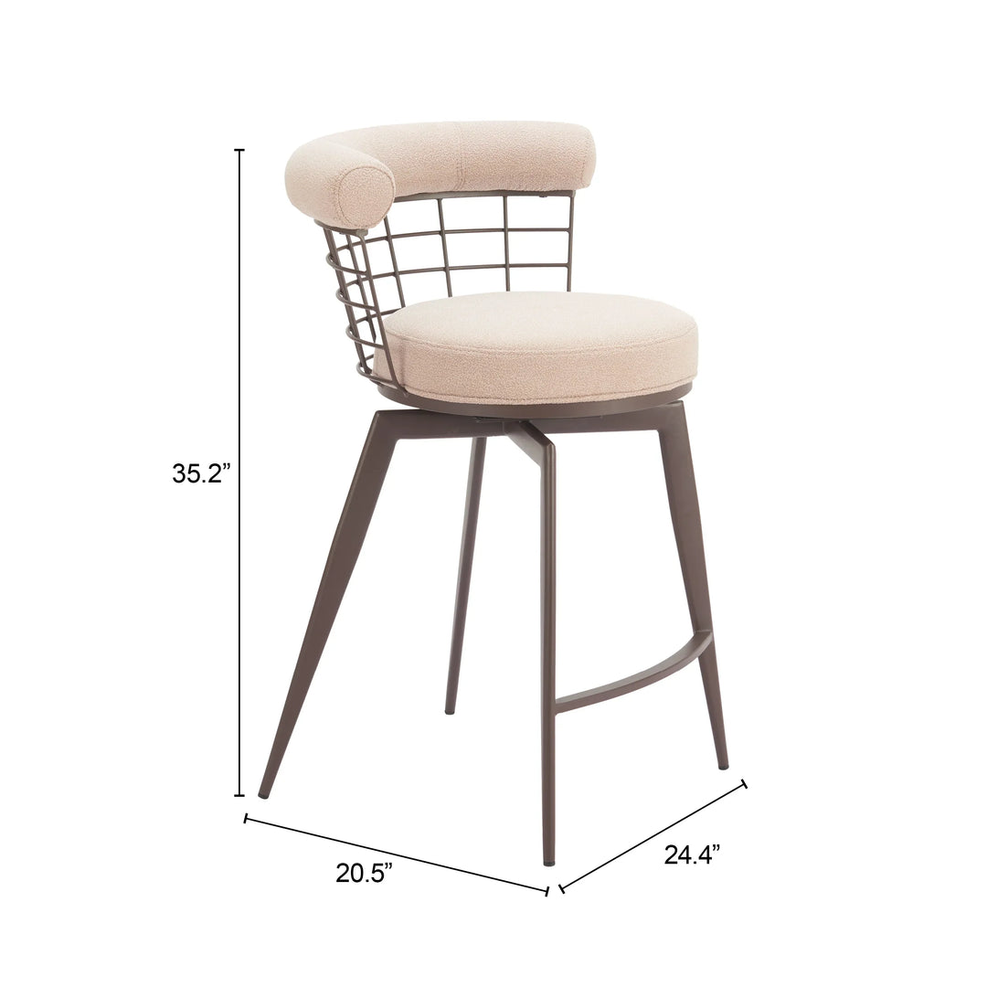 Saku Swivel Counter Stool Beige & Brown - AmericanHomeFurniture