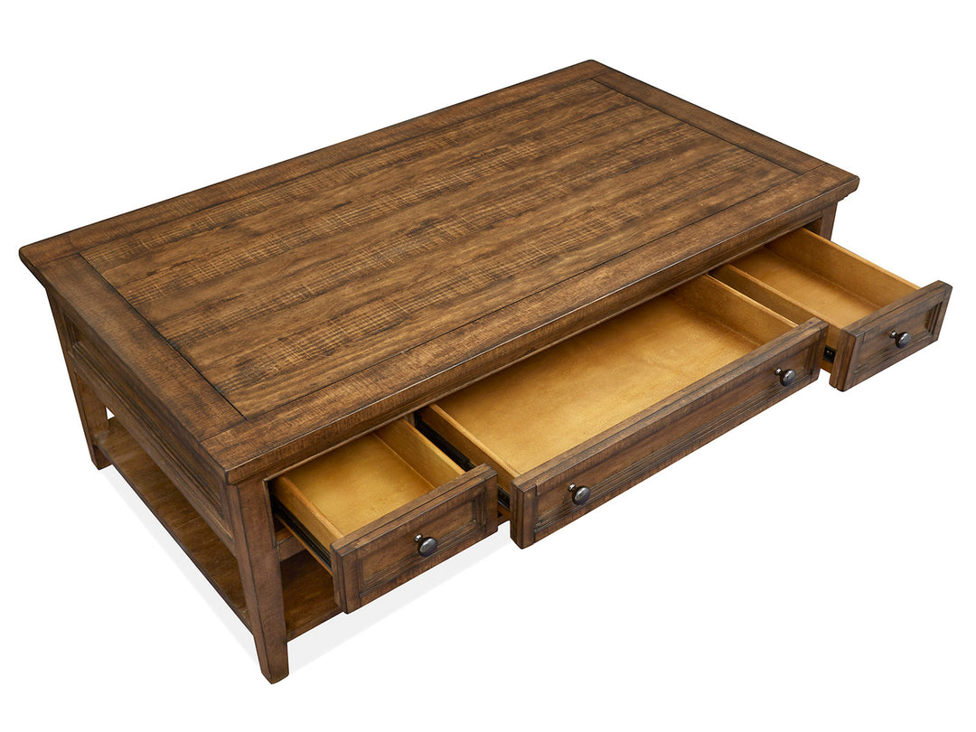 Bay Creek Toasted Nutmeg Rectangular Cocktail Table With Casters - T4398-43