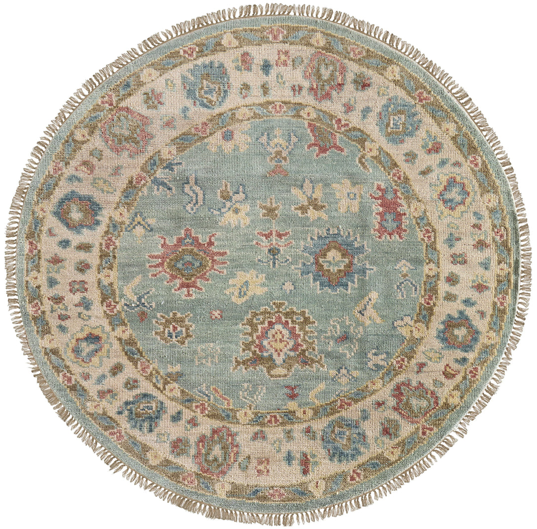 Round/8' x 8' /Blue/Ivory
