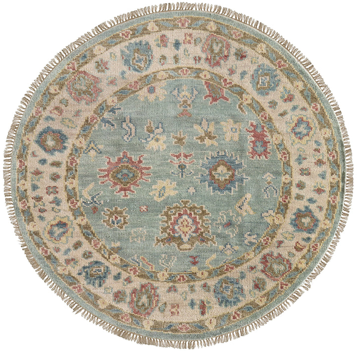 Round/8' x 8' /Blue/Ivory