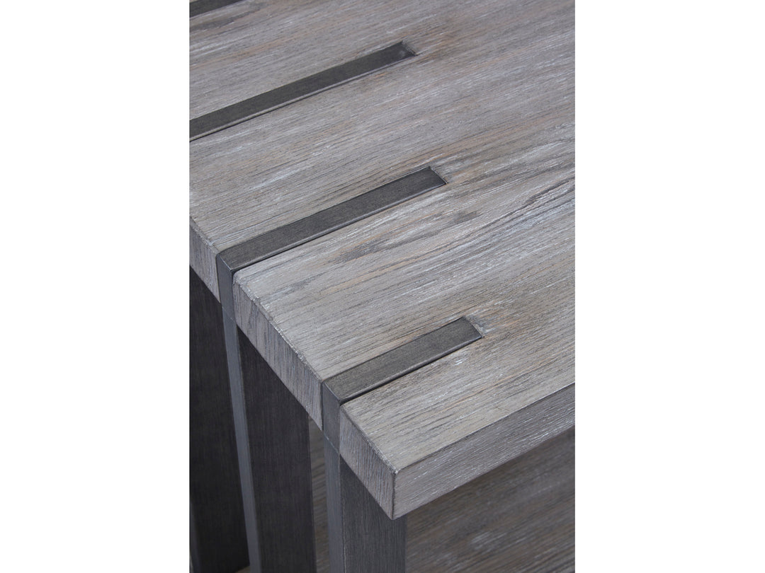 Eldridge Weathered Gravel And Satin Bronze Rectangular End Table - T4917-03