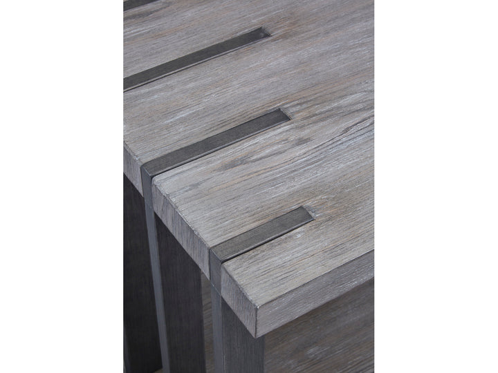 Eldridge Weathered Gravel And Satin Bronze Rectangular End Table - T4917-03