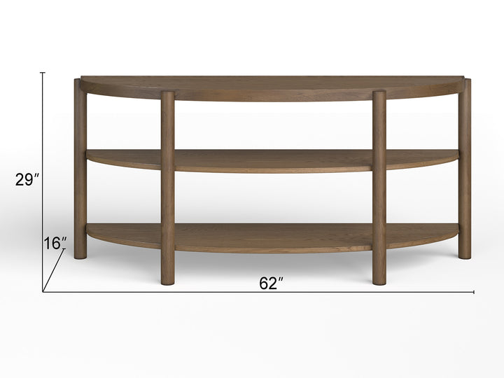 Hadleigh Brown Honey Demilune Sofa Table - T5558-75