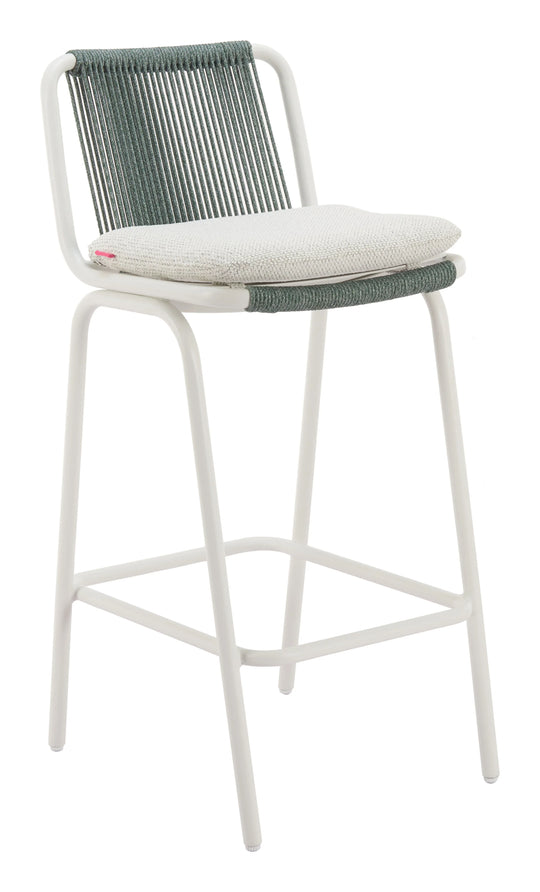 Zuo Luft Barstool (Set of 2) White & Green BAR STOOLS + COUNTER STOOLS