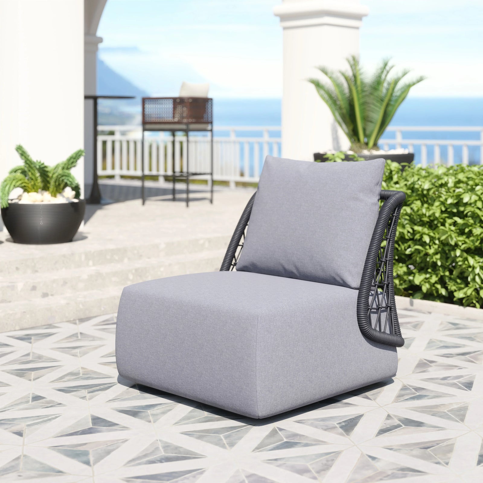 Zuo Mekan Accent Chair Gray OUTDOOR CHAISE LOUNGES