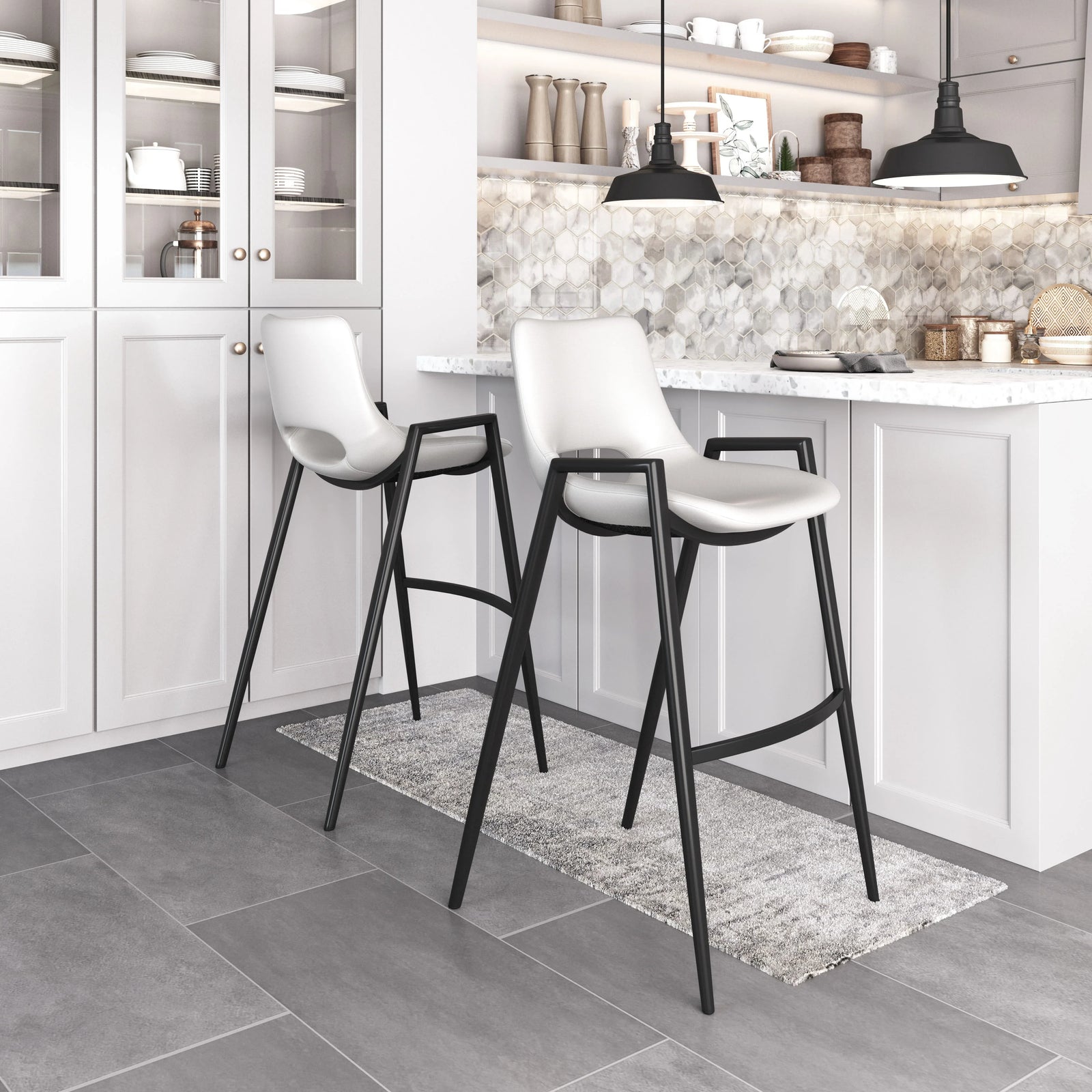 Zuo Desi Barstool (Set of 2) White BAR STOOLS + COUNTER STOOLS