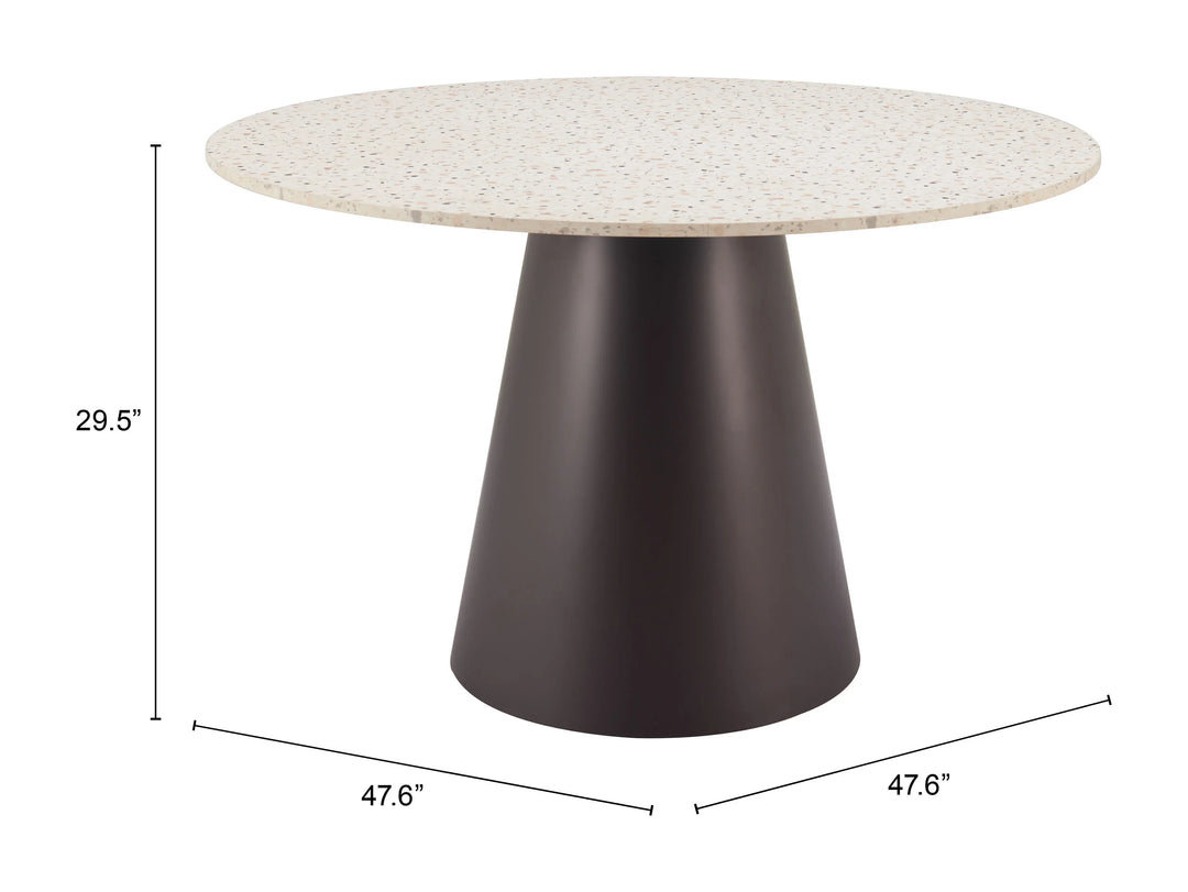 Jorf Dining Table Beige & Bronze - AmericanHomeFurniture