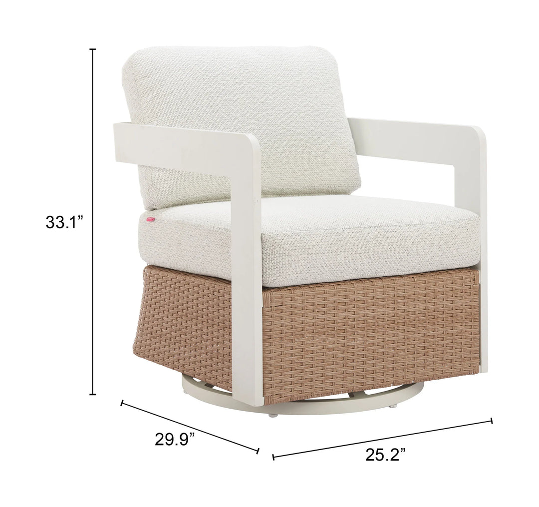 Gelo Swivel Chair White & Brown - AmericanHomeFurniture