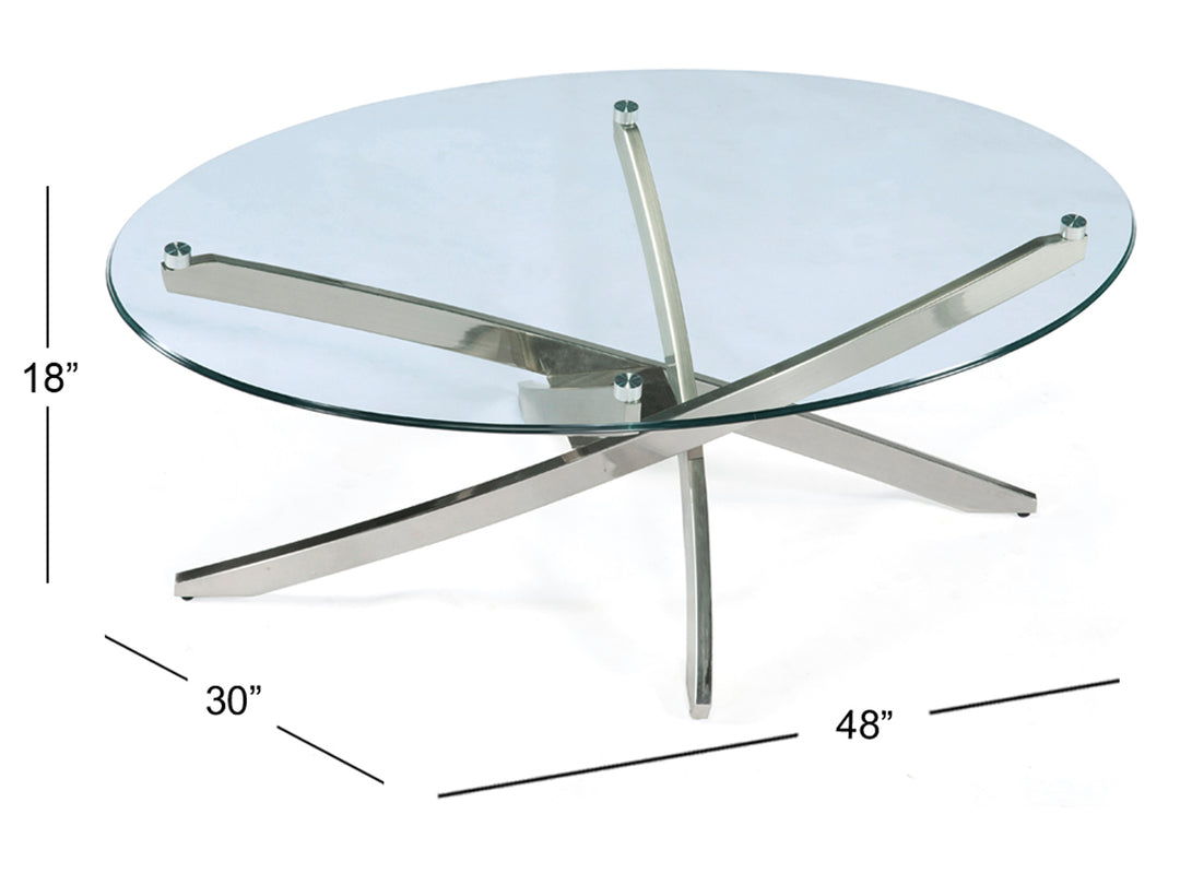 Zila Brushed Nickel Oval Cocktail Table - T2050-47