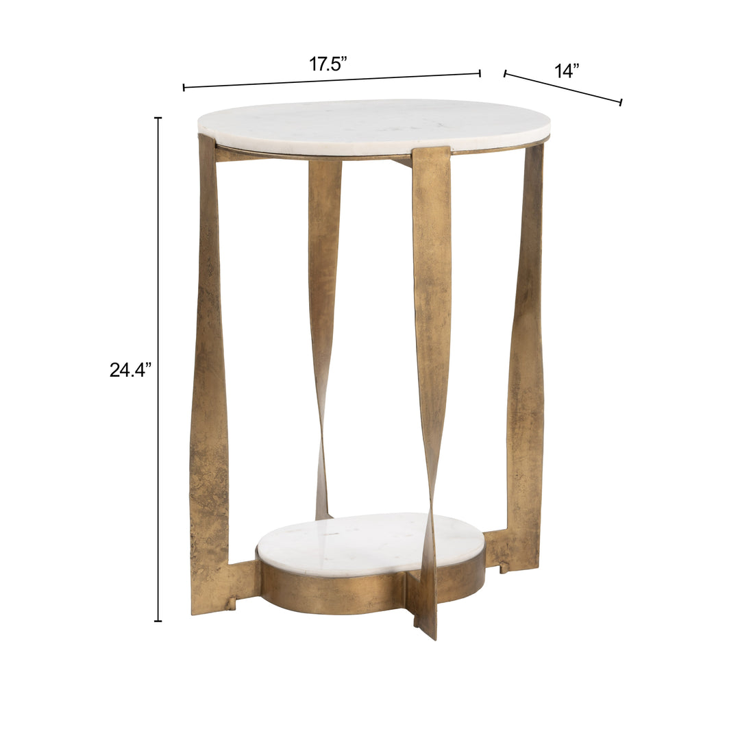 Orion Accent Table White & Brass - 110978