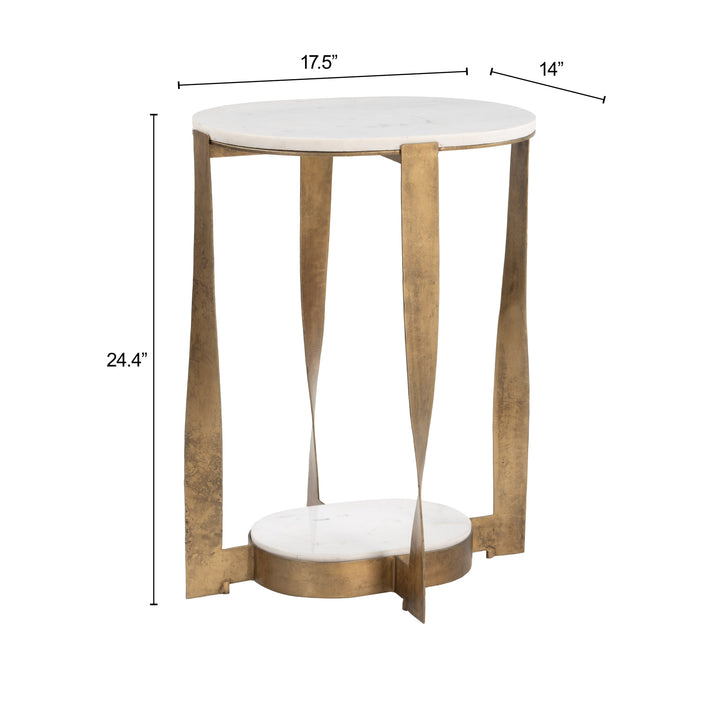Orion Accent Table White & Brass - 110978
