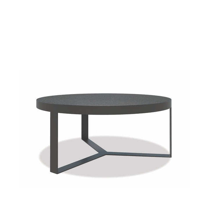 Contemporary 38" Round Coffee Table, Graphite Finish with Granite Top