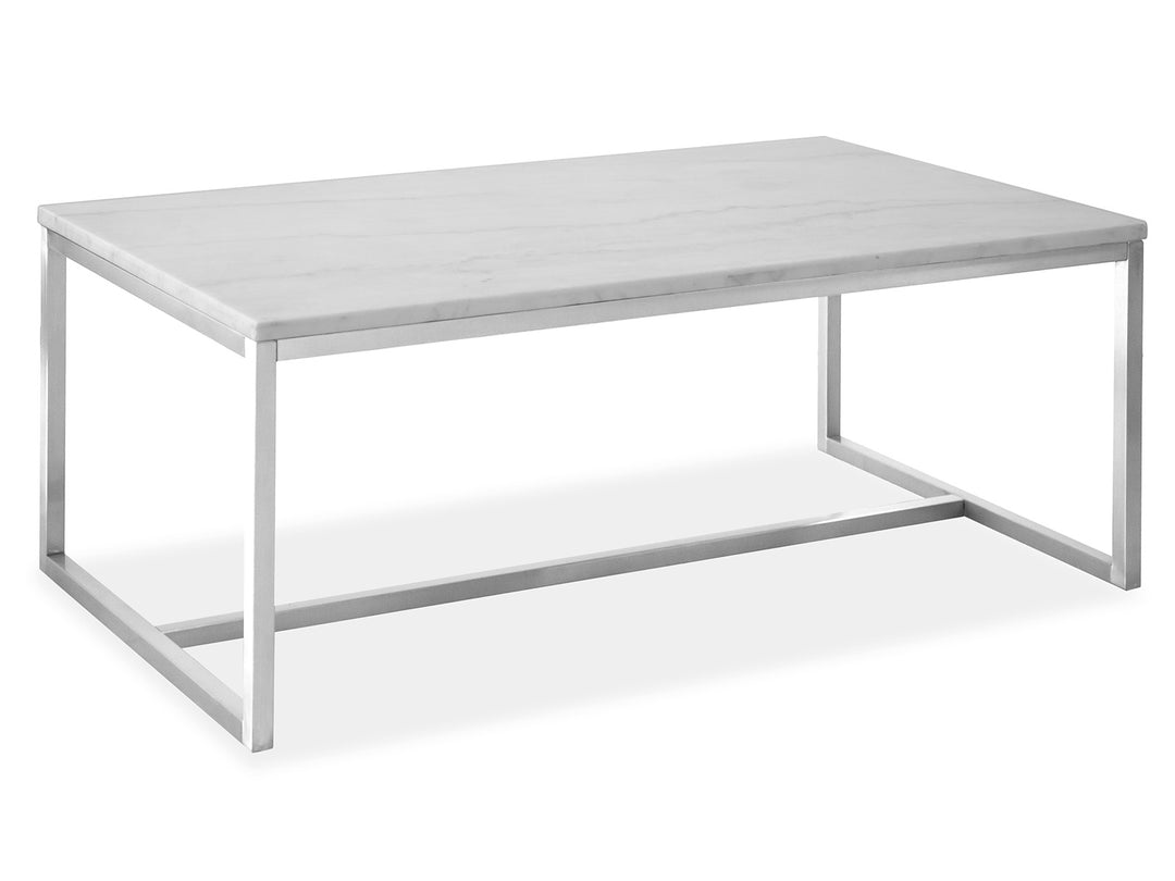 Esme White Marble And Brushed Nickel Rectangular Cocktail Table - T5763-43
