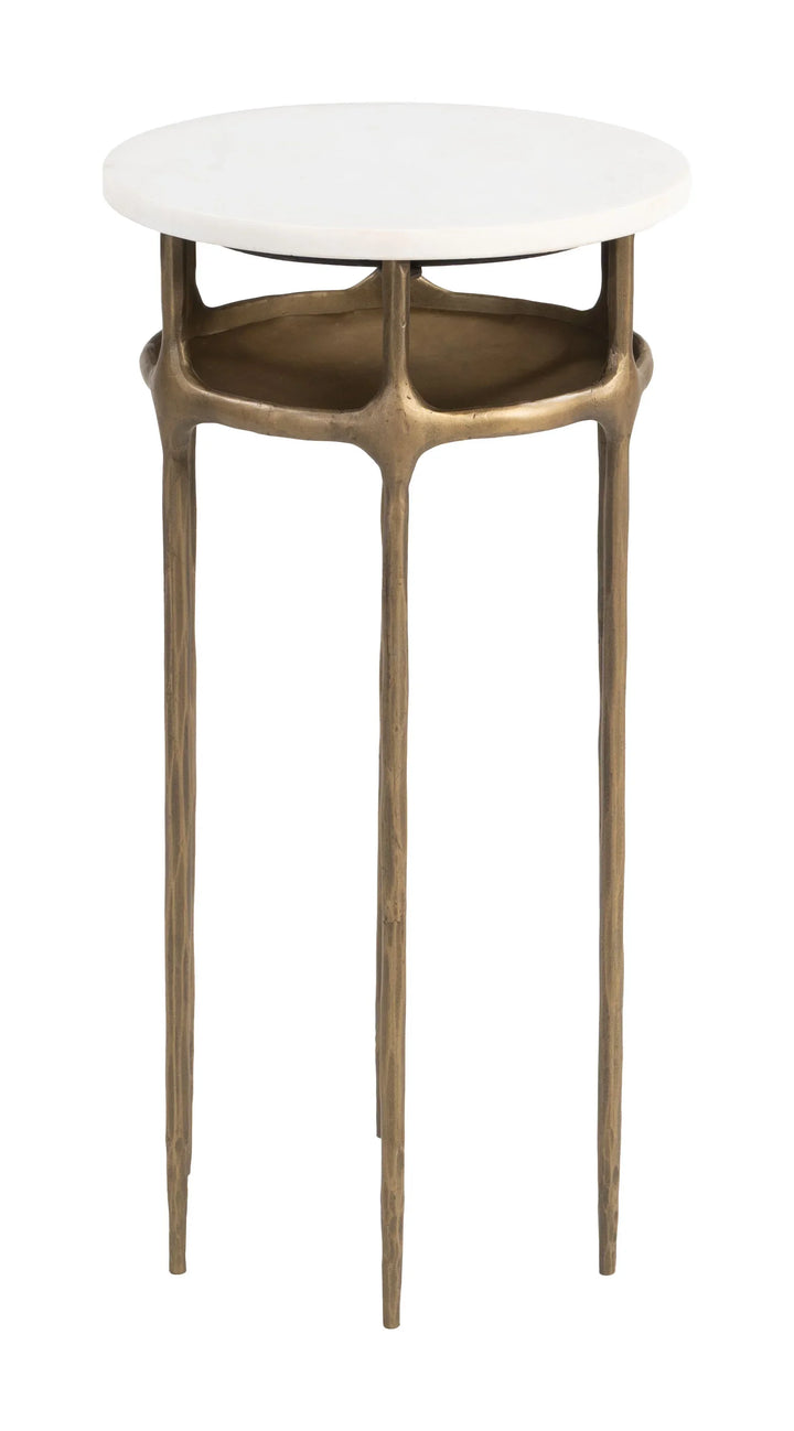Bild Side Table White & Brass - AmericanHomeFurniture
