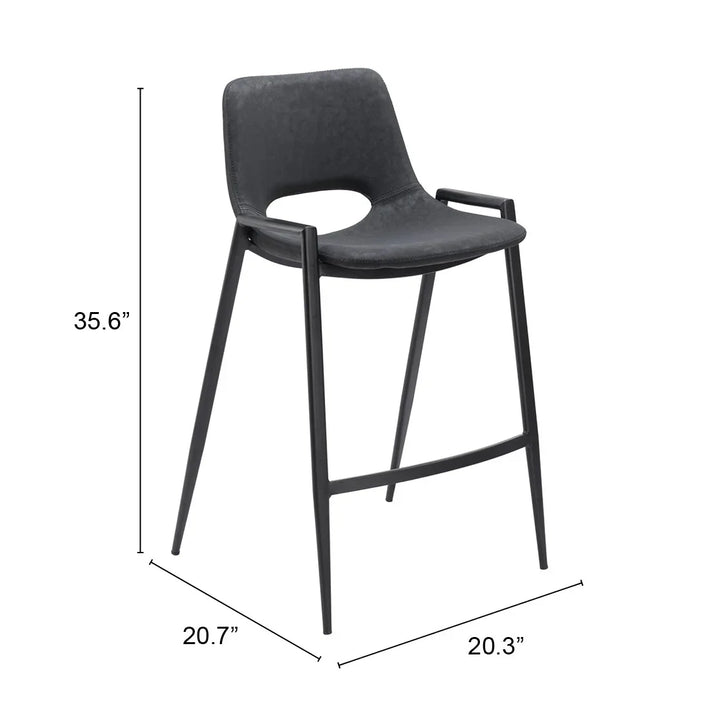 Desi Counter Stool (Set of 2) Black - AmericanHomeFurniture