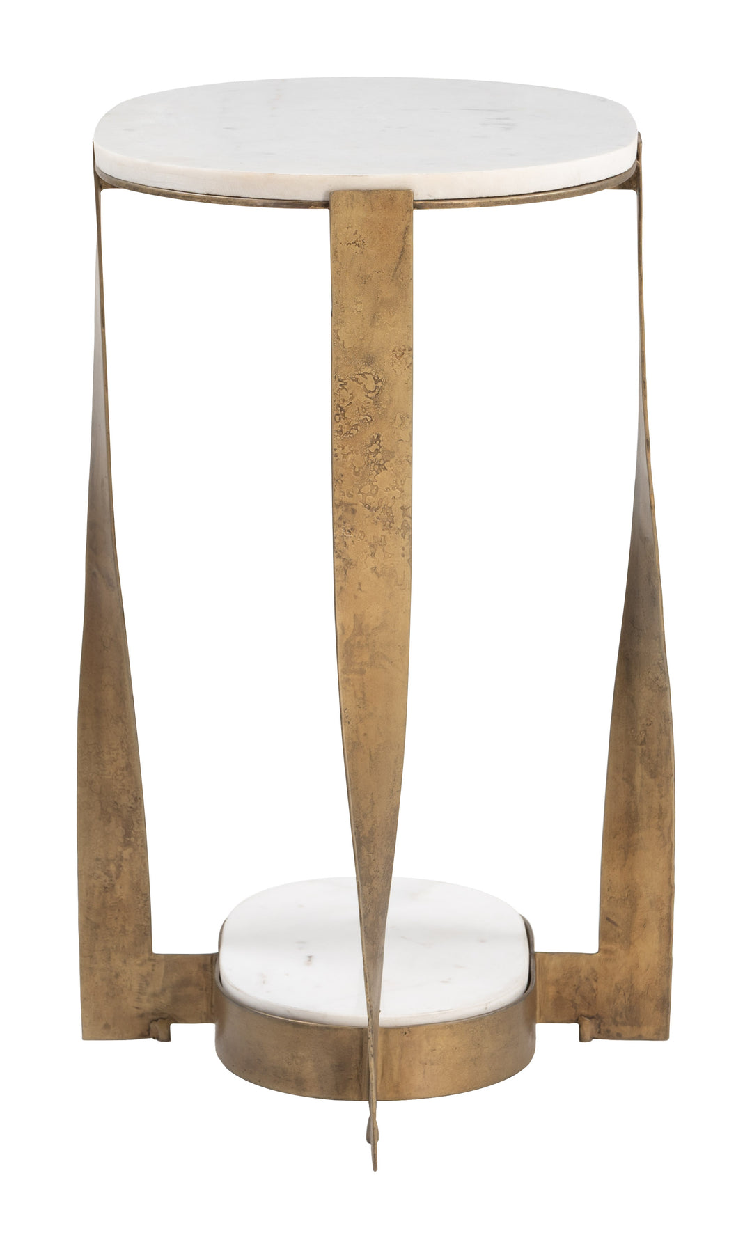 Orion Accent Table White & Brass - 110978