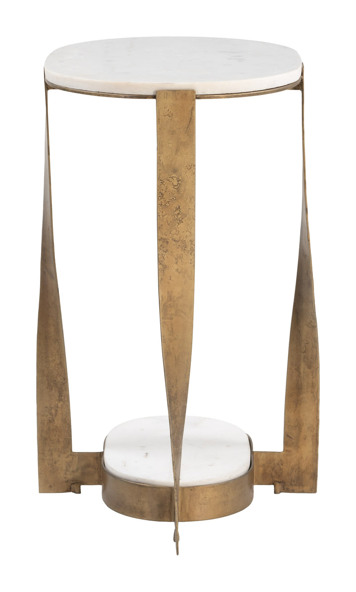 Orion Accent Table White & Brass - 110978