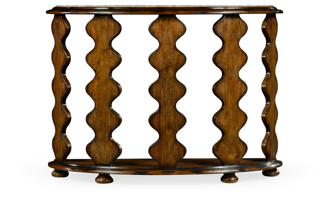 Demilune Console Table in Rustic Walnut - Jonathan Charles - AmericanHomeFurniture