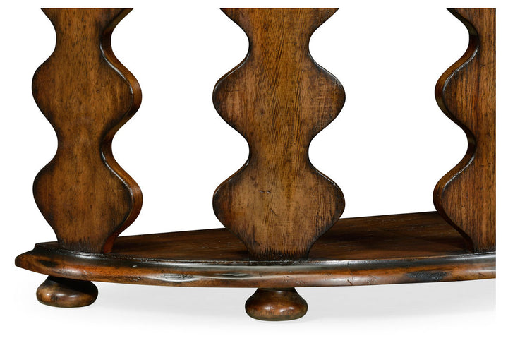 Demilune Console Table in Rustic Walnut - Jonathan Charles - AmericanHomeFurniture