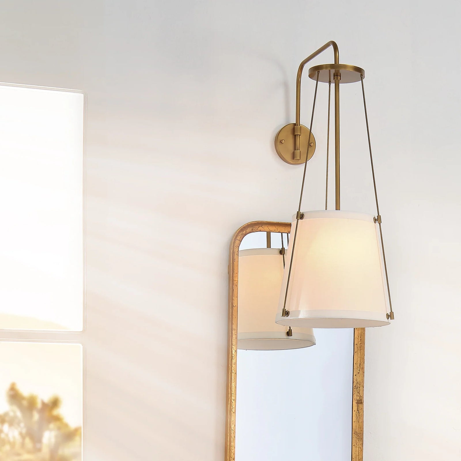 Antique Brass and Off White Linen