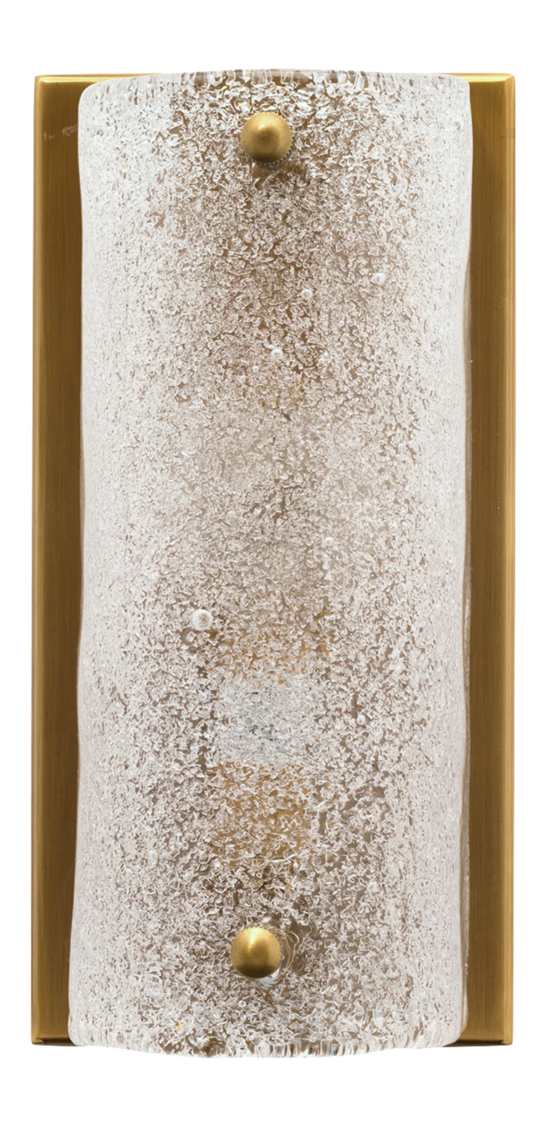 Moet Rounded Sconce, Textured Melted Ice Glass and Antique Brass Metal - AmericanHomeFurniture
