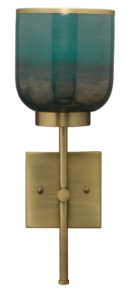 Antique Brass, Aqua Metallic Glass