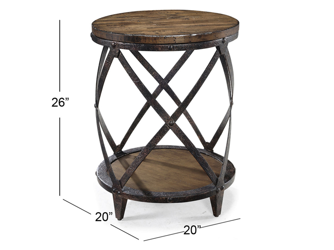 Pinebrook Distressed Natural Pine Round Accent Table - T1755-35