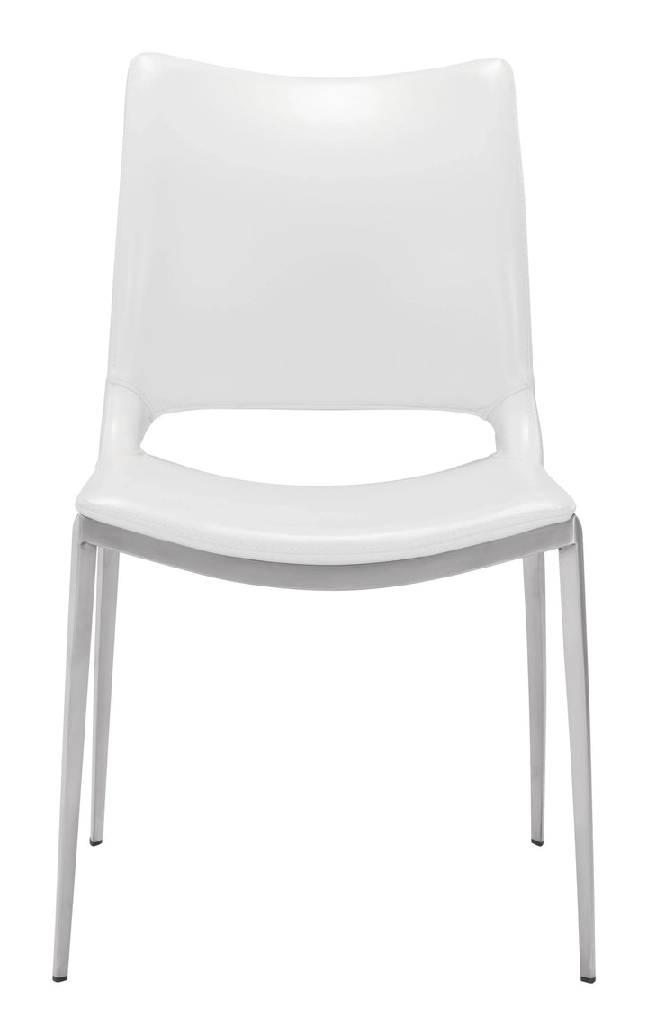 Ace Dining Chair (Set of 2) White & Silver - AmericanHomeFurniture