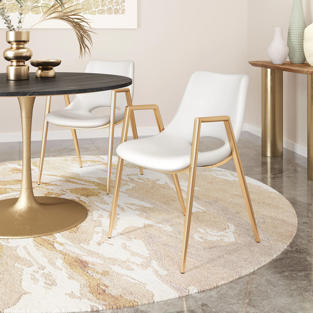 Desi Dining Chair (Set of 2) White & Gold - AmericanHomeFurniture