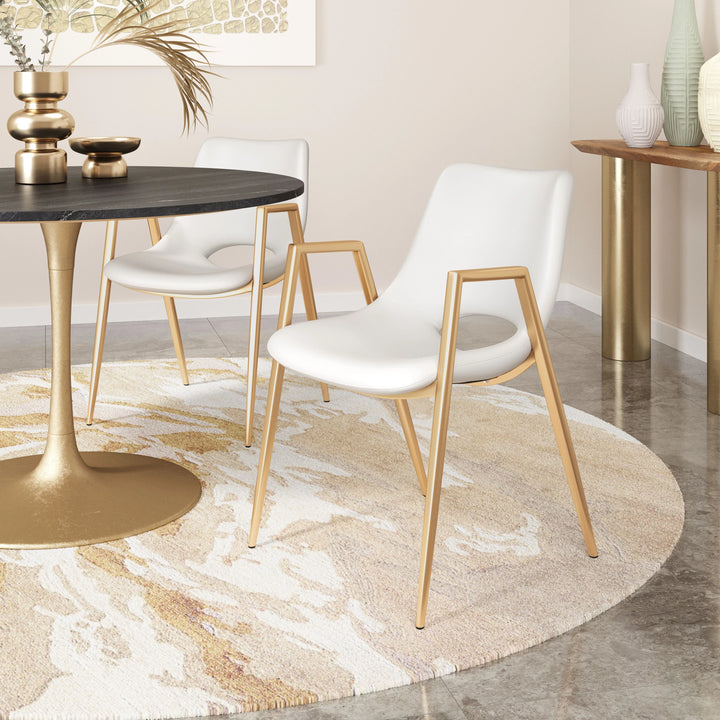 Desi Dining Chair (Set of 2) White & Gold - AmericanHomeFurniture
