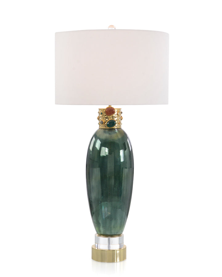 Jeweled-Collar Table Lamp in Illusion Green