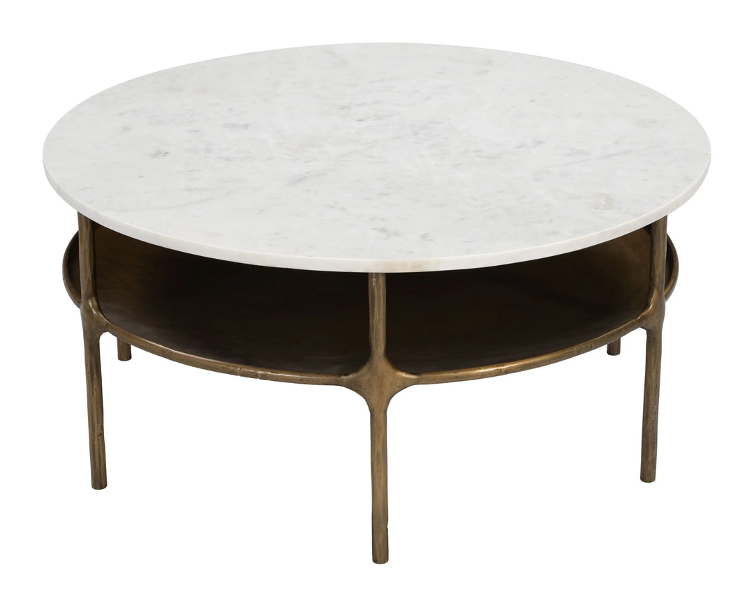 Bild Coffee Table White & Brass - AmericanHomeFurniture
