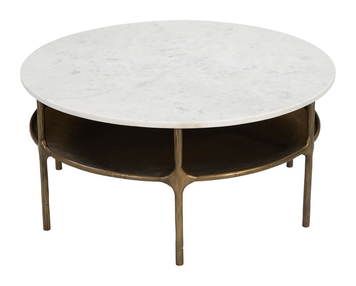Bild Coffee Table White & Brass - AmericanHomeFurniture