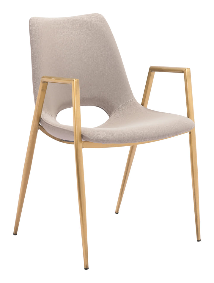 Desi Dining Chair (Set of 2) Beige & Gold - AmericanHomeFurniture