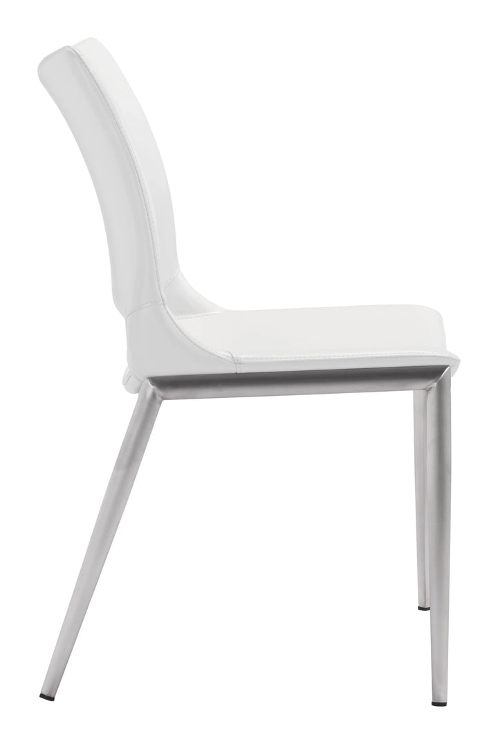 Ace Dining Chair (Set of 2) White & Silver - AmericanHomeFurniture