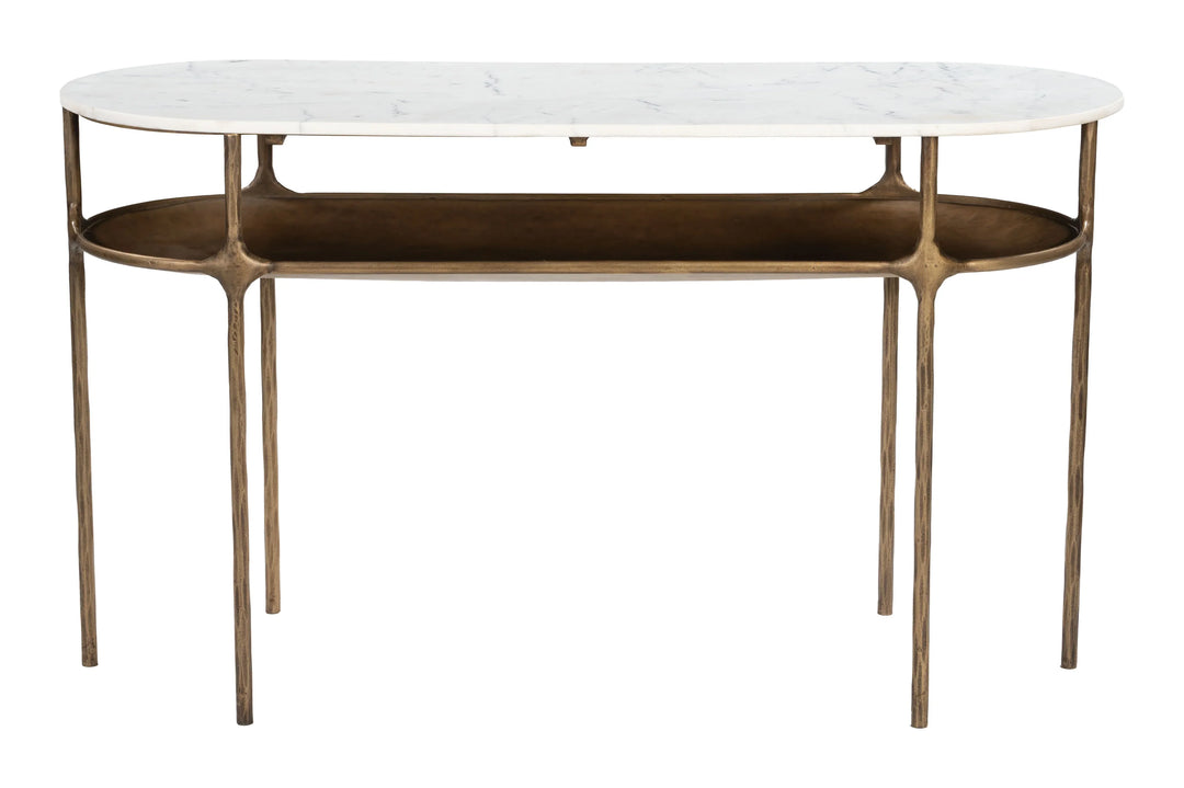 Bild Console Table White & Brass - AmericanHomeFurniture