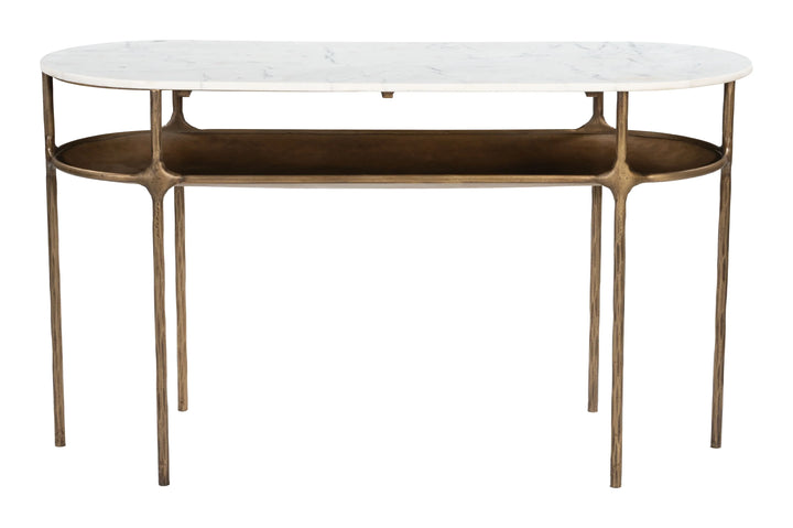 Bild Console Table White & Brass - AmericanHomeFurniture
