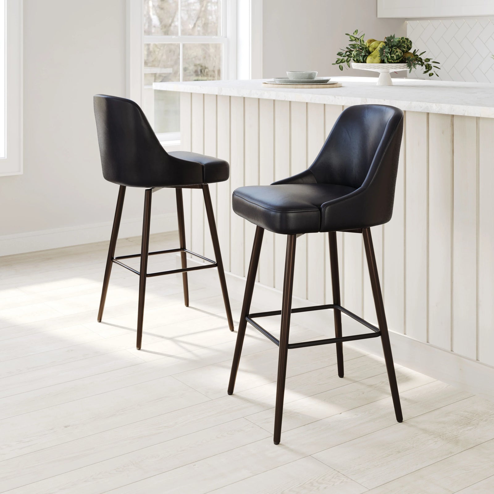 Zuo Keppel Swivel Barstool Black & Bronze BAR STOOLS + COUNTER STOOLS