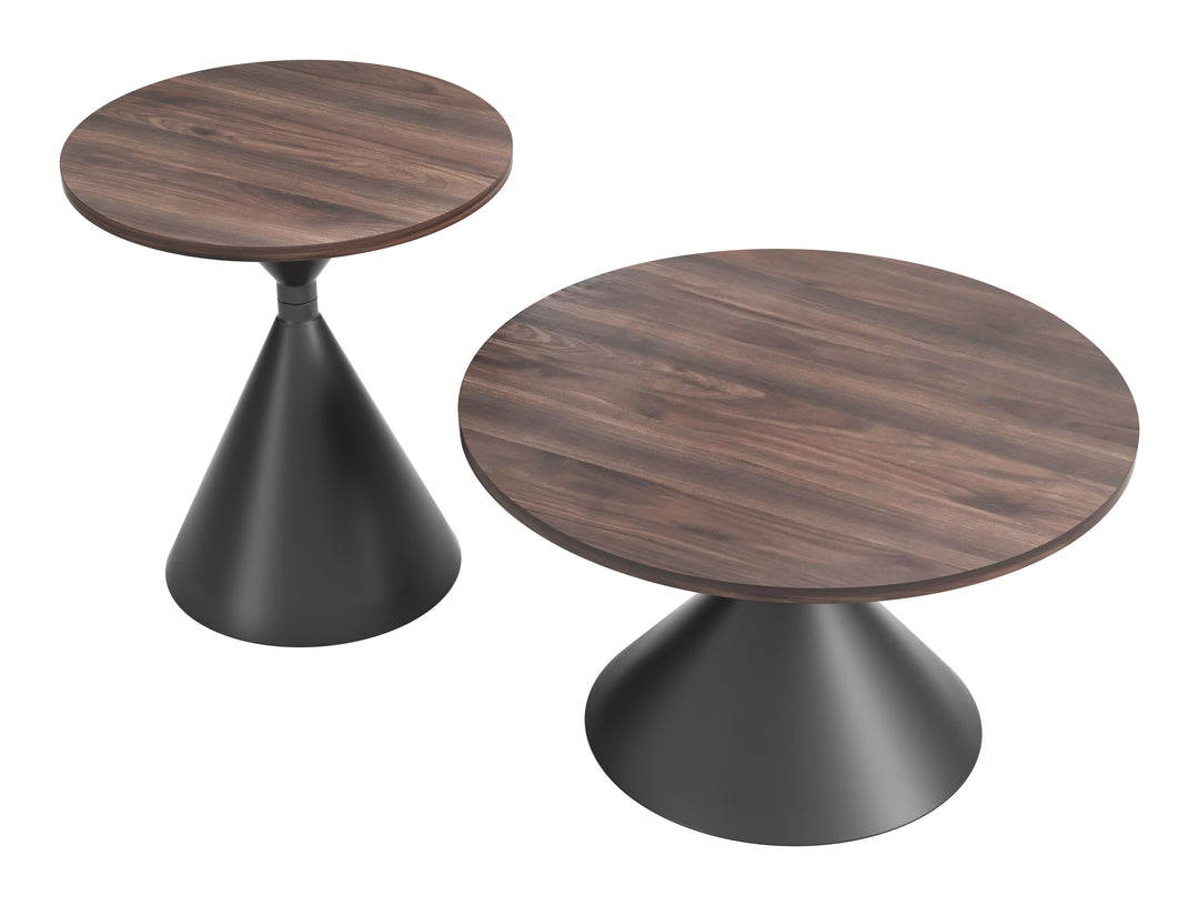 Rosk Coffee Table Set (2-Piece) Walnut & Black