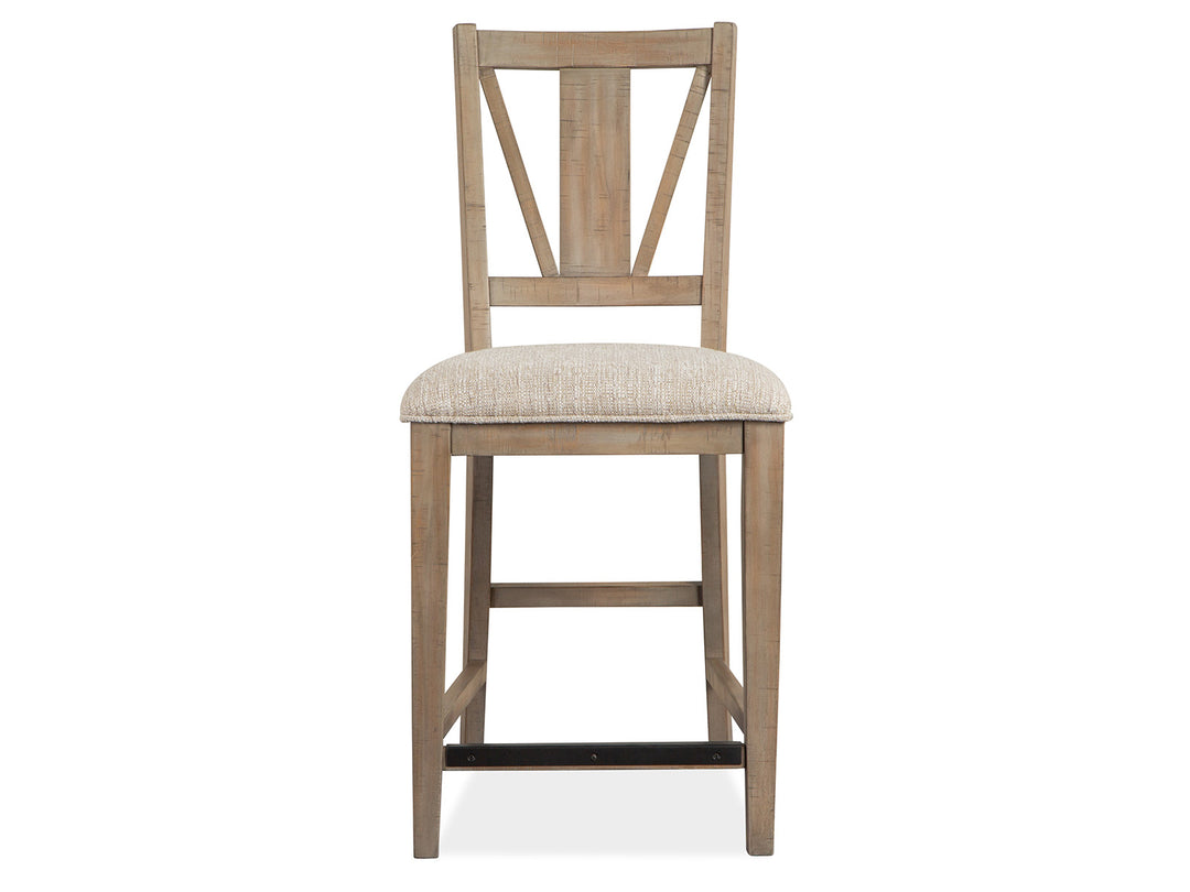 Paxton Place Dovetail Grey Upholstered Counter Chair - Set of 2 - D4805-82