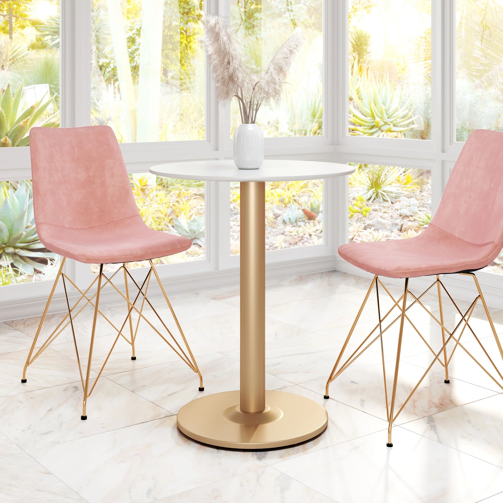 Zuo Alto Bistro Table White & Gold DINING TABLES