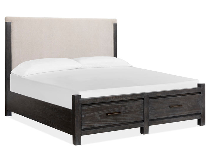 Plum Creek Ravenwood Black California King Upholstered Panel Storage Bed - B5990-75A