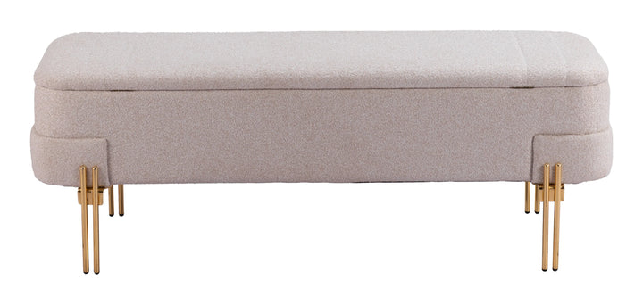 Lebreton Storage Bench Oatmeal Beige - AmericanHomeFurniture