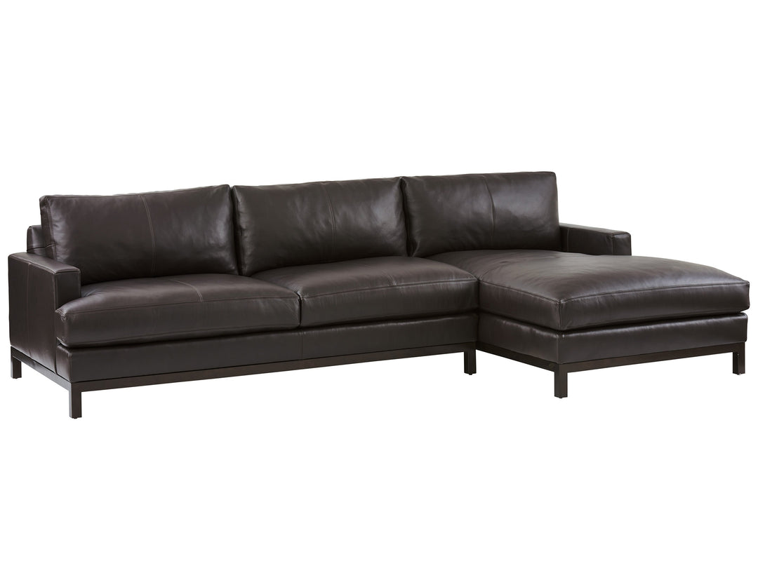 Horizon Leather Sectional - LAF Chaise, Bronze Leather, Fabric 40