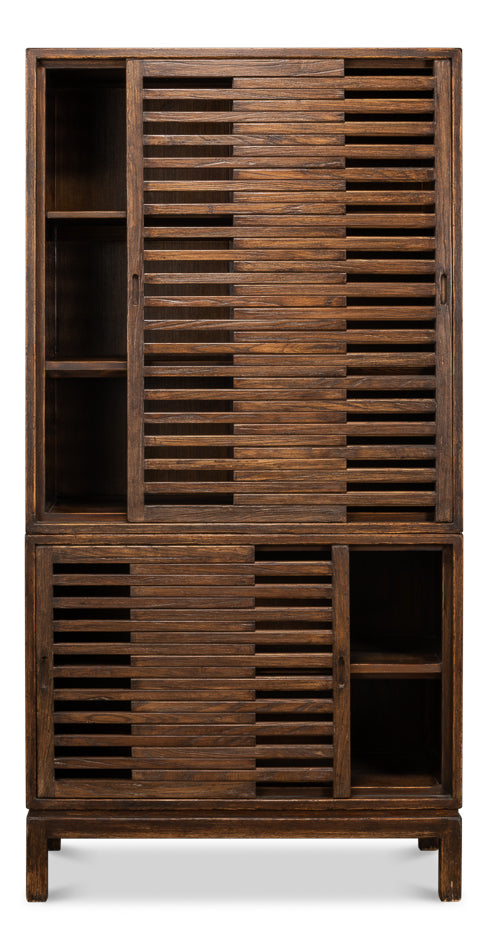 American Home Furniture | Sarreid - Groovy Doors Bookcase - Brown