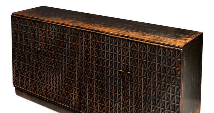 American Home Furniture | Sarreid - Scrubboard Front Sideboard - Ebony