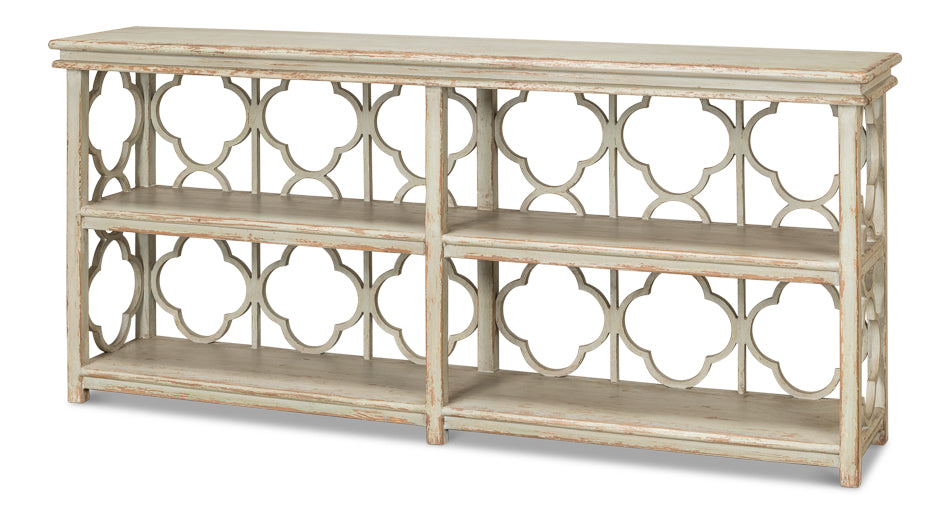 American Home Furniture | Sarreid - Quatrefoil Bookshelf Console Table