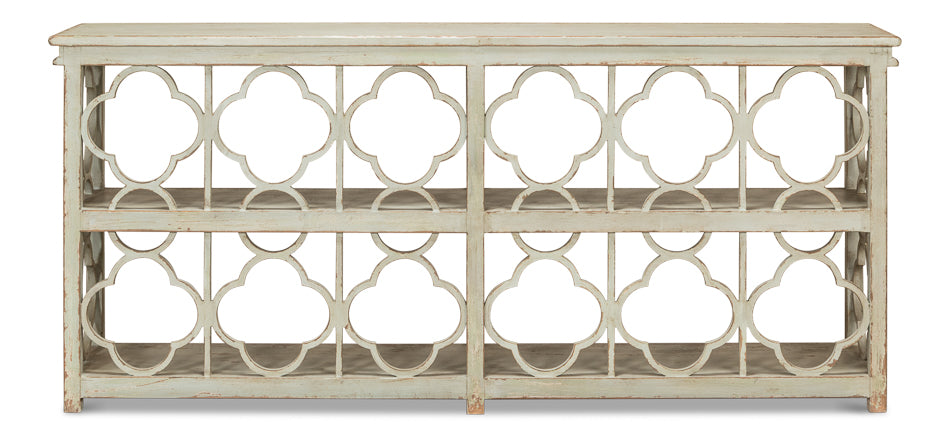 American Home Furniture | Sarreid - Quatrefoil Bookshelf Console Table