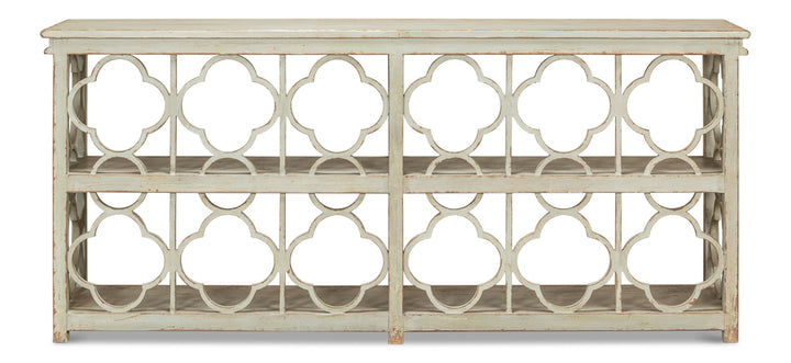 American Home Furniture | Sarreid - Quatrefoil Bookshelf Console Table